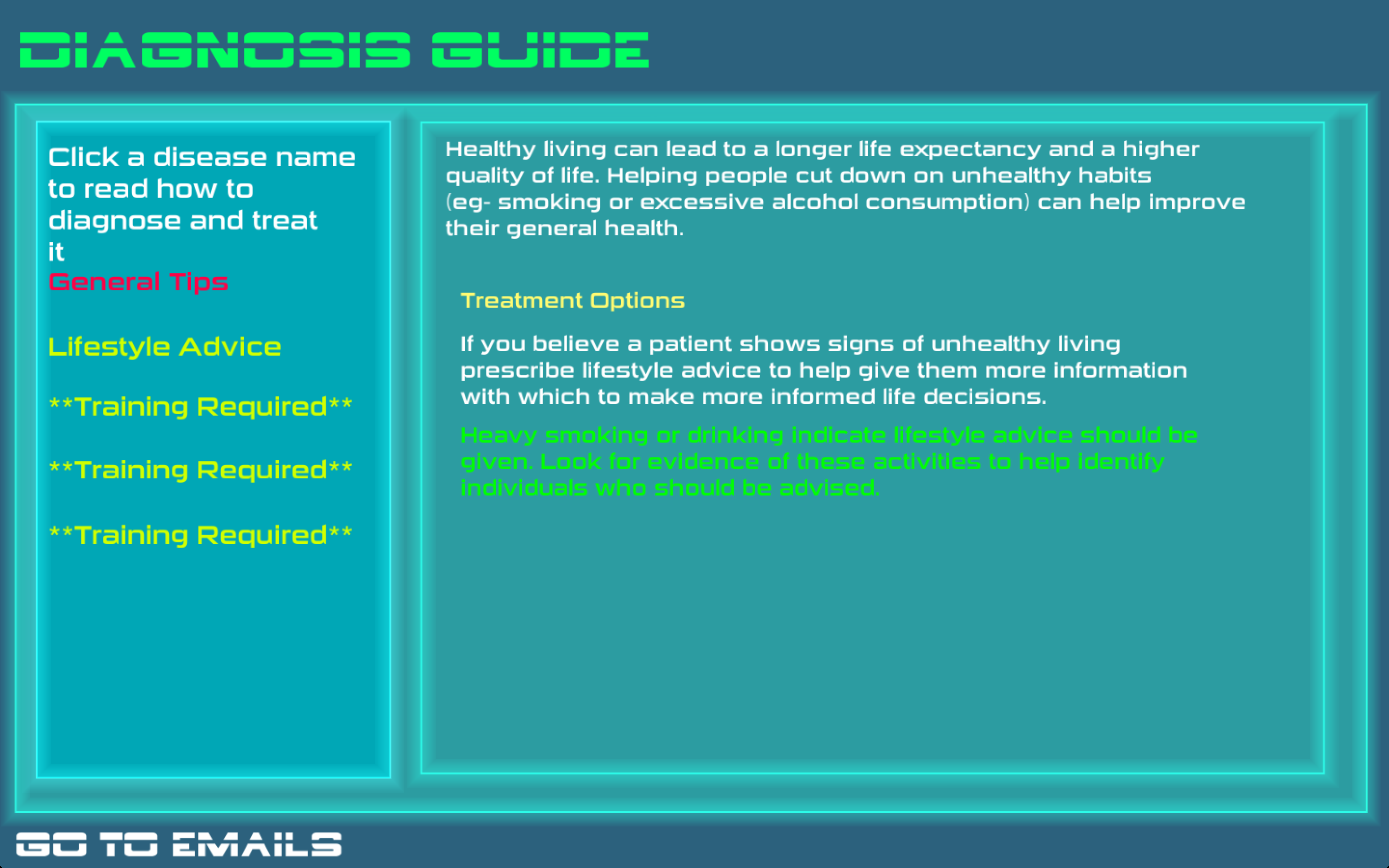 Before shot - <em>SORS</em> diagnosis guide screen